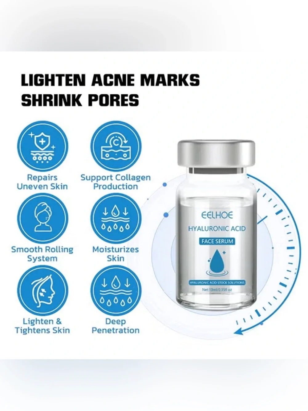 (5 Pack) Eelhoe Hyaluronic Acid Face Serum Microneedling 10mL Collagen NEW